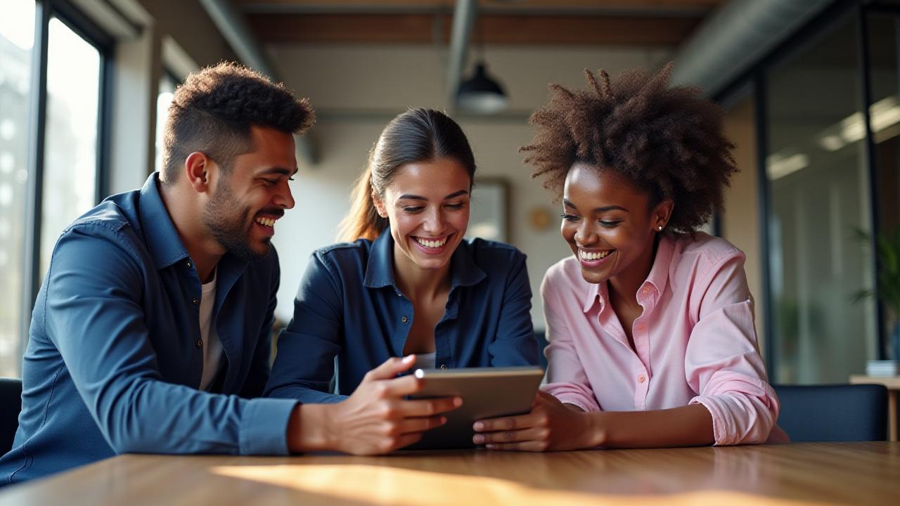 Diverse team of educators and technologists collaborating in a modern Atlanta workspace