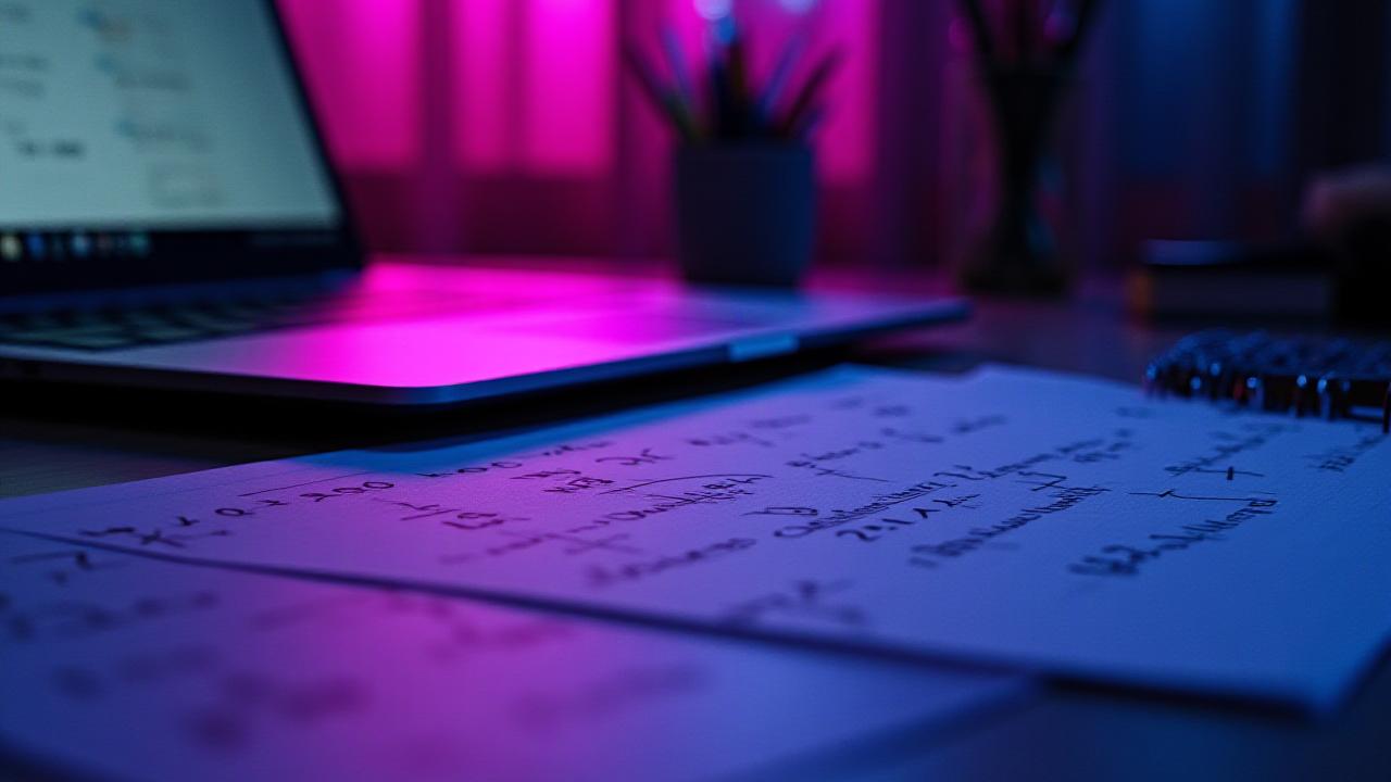 University student working on complex physics equations