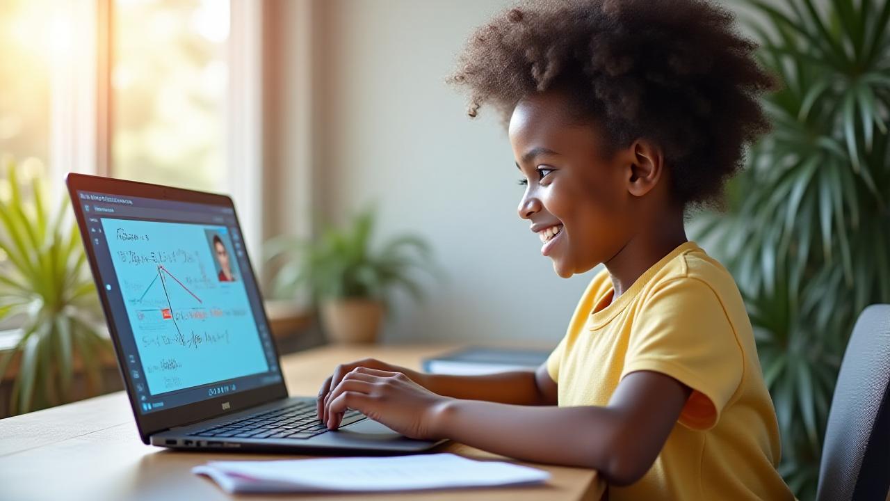 Young student engaged in a fun online math lesson with an expert Atlanta tutor